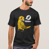 Mes papegaai wil zaden in gele lution budgie bus t-shirt (Voorkant)