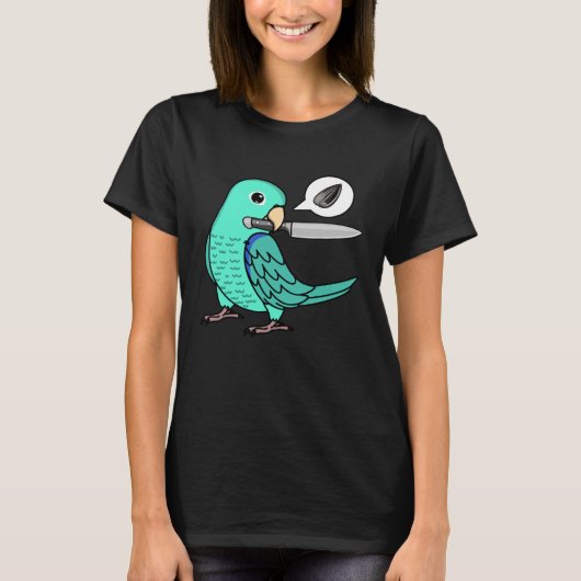 Mes papegaai wil zaden in turquoise papegaai t-shirt (Voorkant)