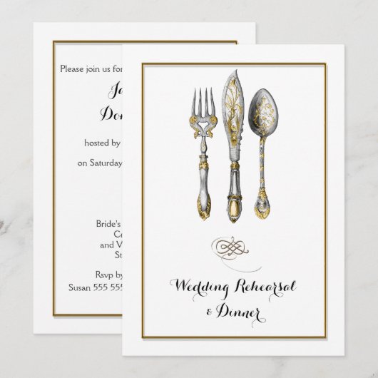 Mes vork lepel plaats instelling kaart (Voorkant / Achterkant)