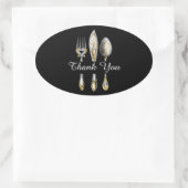 Mes vork lepel trio ovale sticker (Tas)