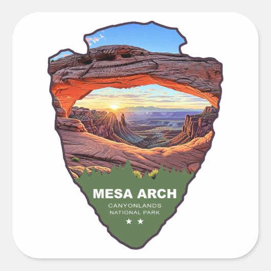 Mesa Arch Canyonlands National Park Arrowhead Vierkante Sticker (Voorkant)