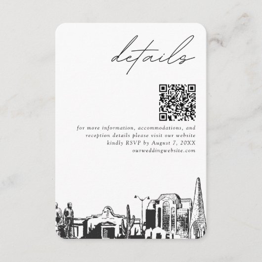 Mesa Arizona bruiloft details QR code klein Informatiekaartje (Voorkant)
