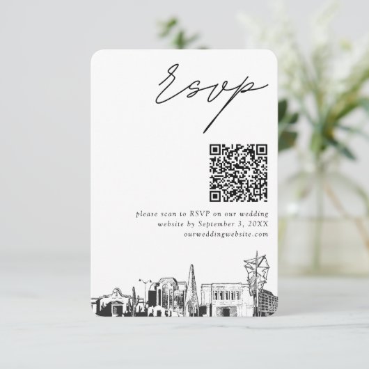Mesa Arizona Bruiloft RSVP QR Code Klein Informatiekaartje (Staand voorkant)