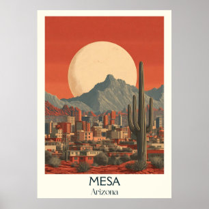 Mesa Arizona Retro Travel Poster    woestijn
