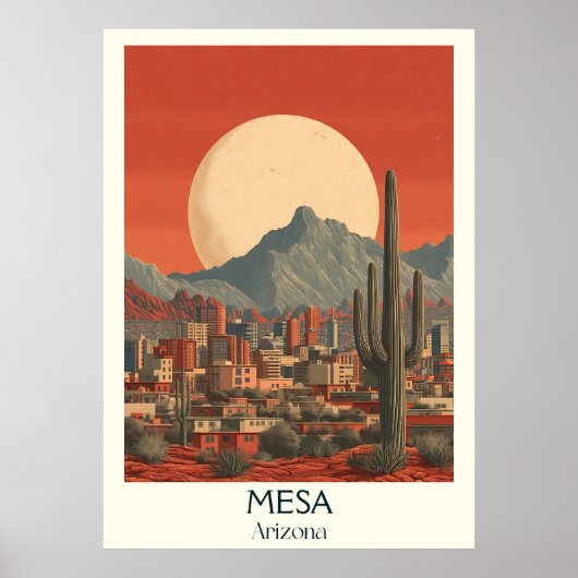 Mesa Arizona Retro Travel Poster |  woestijn (Voorkant)