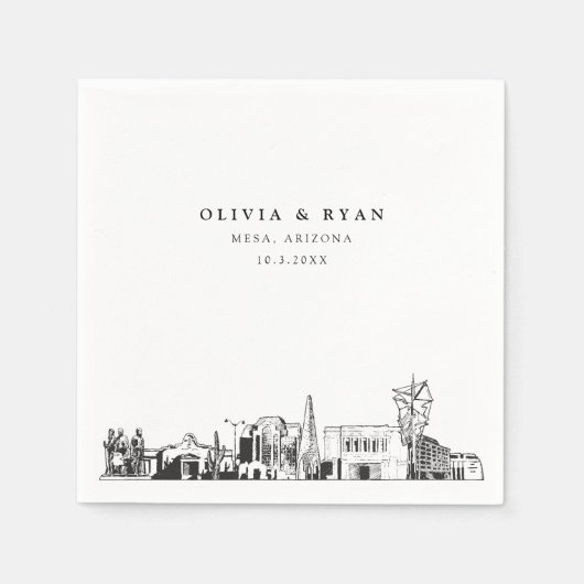Mesa Arizona Skyline Trouwpapier Cocktail servet (Voorkant)