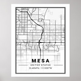 Mesa Arizona USA Stadsplattegrond Poster