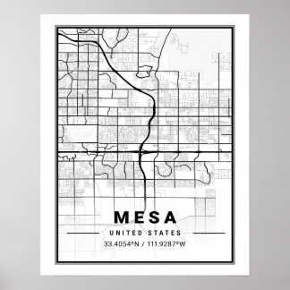 Mesa Arizona USA Stadsplattegrond Poster