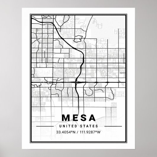 Mesa Arizona USA Stadsplattegrond Poster (Voorkant)