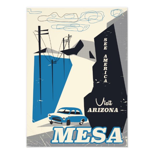 Mesa Arizona vintage stijl reisposter Foto Afdruk (Voorkant)
