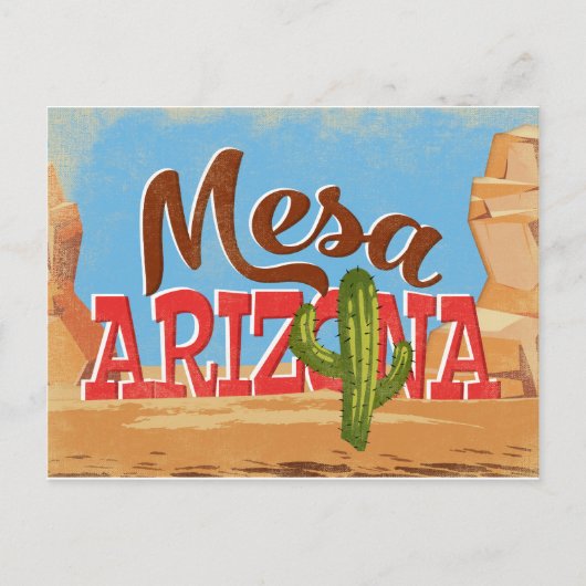 Mesa Arizona Vintage Travel Briefkaart (Voorkant)