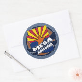 Mesa Arizona vlag barstte rond stickers (Envelop)