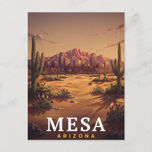 Mesa Arizona Woestijn Skyline Reis Briefkaart (Voorkant)