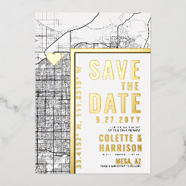 Mesa Love Locator | Huwelijk Save the Date Folie Uitnodiging