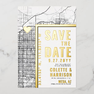 Mesa Love Locator   Huwelijk Save the Date Folie Uitnodiging