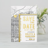 Mesa Love Locator | Trouw Save the Date Folie Uitnodiging (Staand Voorkant)