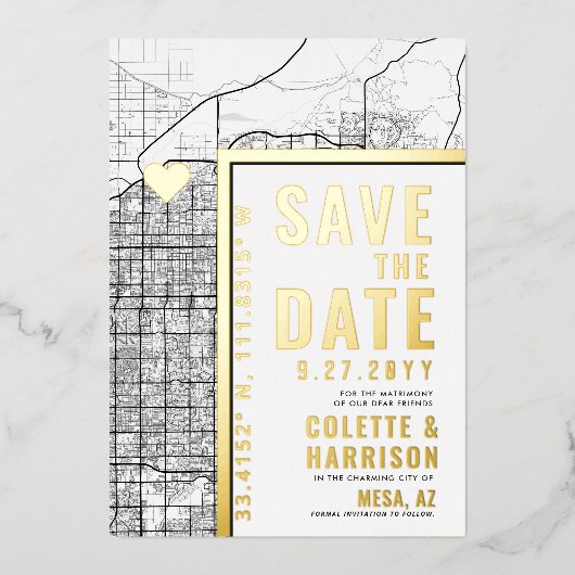 Mesa Love Locator | Weddenschap Save the Date Folie Uitnodiging (Voorkant)