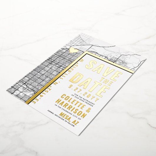 Mesa Love Locator | Weddenschap Save the Date Folie Uitnodiging (Gedraaid)