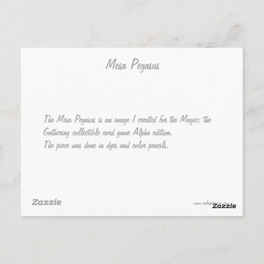 Mesa Pegasus Briefkaart (Achterkant)
