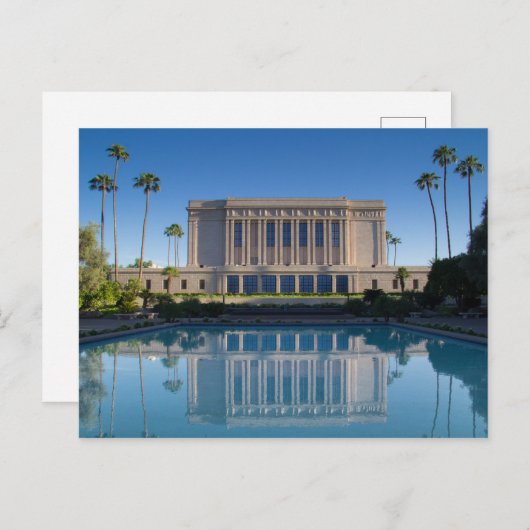 Mesa-tempel die in een blauw zwembad reflecteert briefkaart (Voorkant / Achterkant)