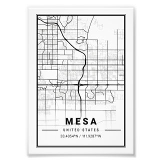 Mesa - United States Ligth City Map Foto Afdruk