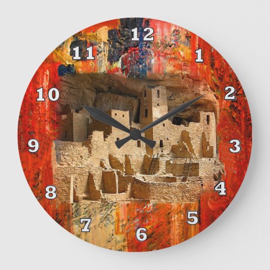 Mesa Verde Adobe Cliffs Southwestern Clock Grote Klok (Voorkant)