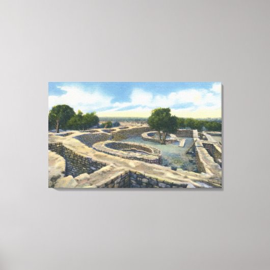 Mesa Verde Nat. Park, Colorado - Sun Temple Canvas Afdruk (Voorkant)