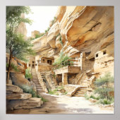 Mesa Verde Nationaal Park Waterverf Art Poster (Voorkant)