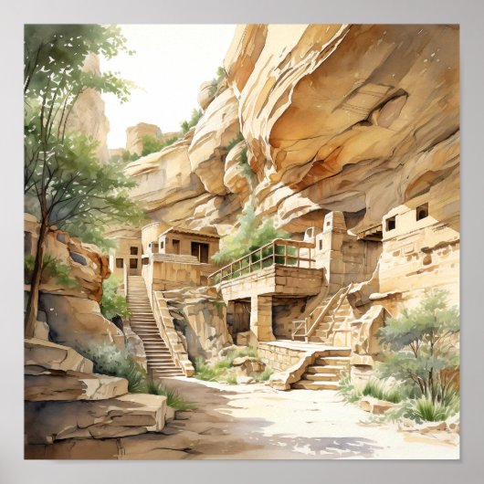 Mesa Verde Nationaal Park Waterverf Art Poster