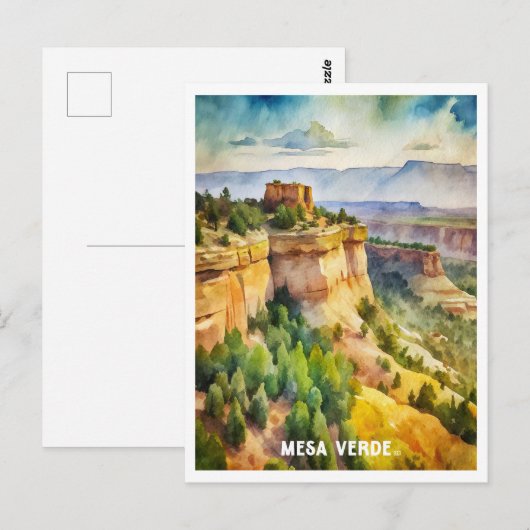 Mesa Verde Nationaal Park Waterverf Schilderij Briefkaart (Voorkant / Achterkant)