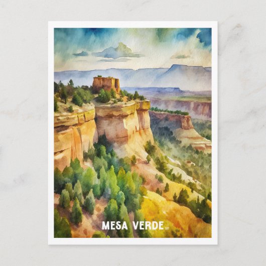 Mesa Verde Nationaal Park Waterverf Schilderij Briefkaart (Voorkant)