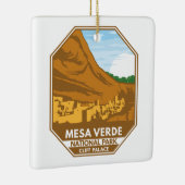 Mesa Verde National Park Cliff Palace Retro Emblem Keramisch Ornament (Rechts)