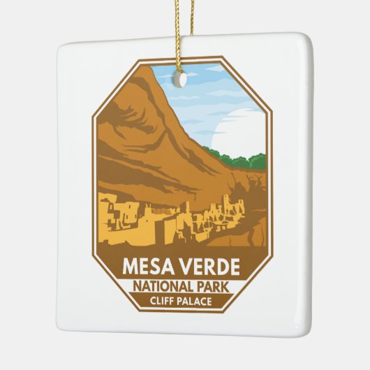 Mesa Verde National Park Cliff Palace Retro Emblem Keramisch Ornament (Links)