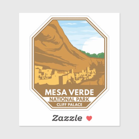 Mesa Verde National Park Cliff Palace Retro Emblem Sticker (Vel)
