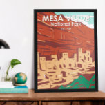Mesa Verde National Park Colorado Colorful  Poster<br><div class="desc">Mesa Verde vectorkunstwerk ontwerp. Het park staat bekend om zijn goed bewaarde Ancestral Puebloan-cliff-woningen,  met name het grote Cliff Palace.</div>