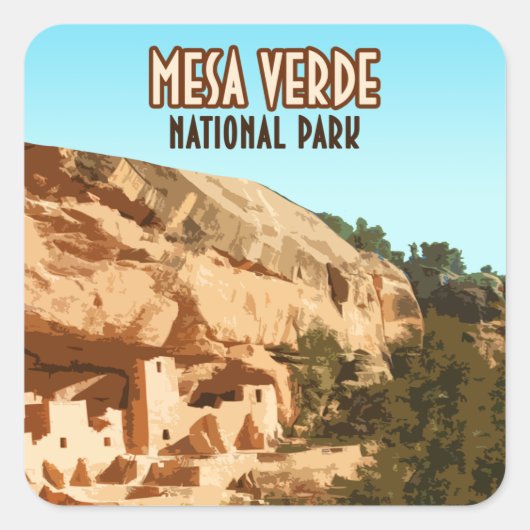 Mesa Verde National Park Colorado Vierkante Sticker (Voorkant)