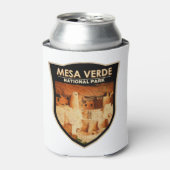 Mesa Verde National Park Colorado Waterverf Badge Blikjeskoeler (Blikje Voorkant)