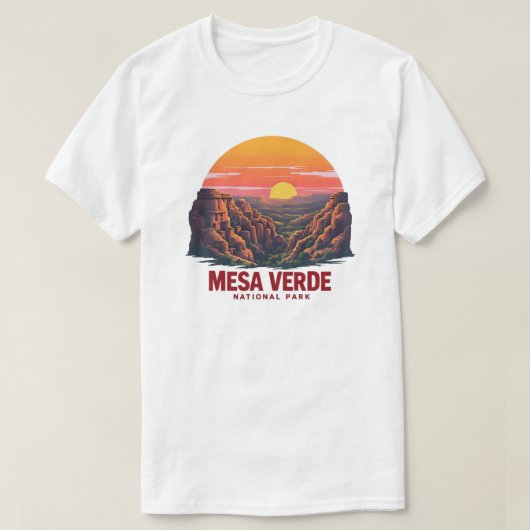 Mesa Verde National Park Flat Retro Sunset Art T-shirt (Design voorkant)