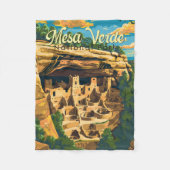 Mesa Verde National Park Illustratie Reiskunst Fleece Deken (Voorkant)