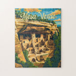 Mesa Verde National Park Illustratie Reiskunst Legpuzzel<br><div class="desc">Mesa Verde vectorkunstwerk ontwerp. Het park staat bekend om zijn goed bewaarde Ancestral Puebloan-cliff-woningen, met name het grote Cliff Palace.</div>