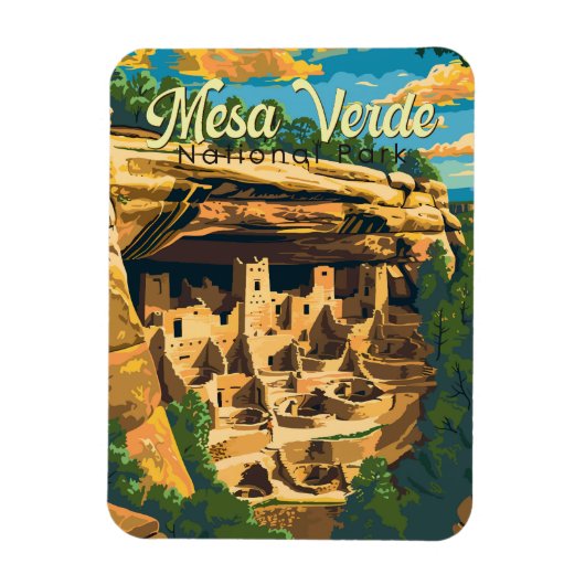 Mesa Verde National Park Illustratie Reiskunst Magneet (Verticaal)