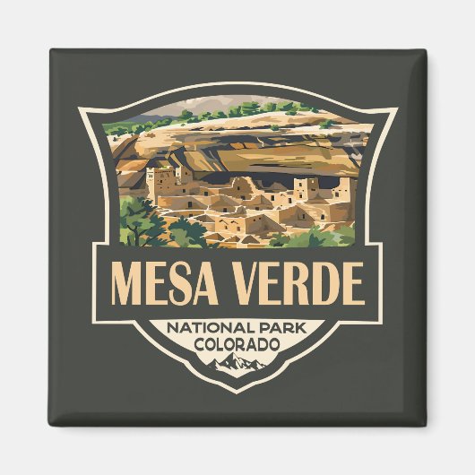 Mesa Verde National Park Illustratie Reiskunst Magneet (Voorkant)