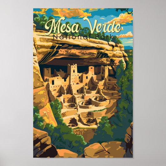 Mesa Verde National Park Illustratie Reiskunst Poster (Voorkant)