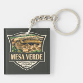Mesa Verde National Park Illustratie Reiskunst Sleutelhanger (Achterkant)