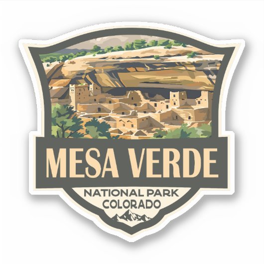 Mesa Verde National Park Illustratie Reiskunst Sticker (Voorkant)