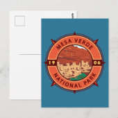 Mesa Verde National Park Retro Compass Embleem Briefkaart (Voorkant / Achterkant)