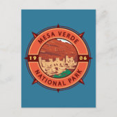 Mesa Verde National Park Retro Compass Embleem Briefkaart (Voorkant)