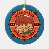 Mesa Verde National Park Retro Compass Embleem Keramisch Ornament (Voorkant)
