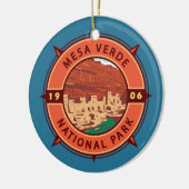 Mesa Verde National Park Retro Compass Embleem Keramisch Ornament (Links)