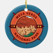 Mesa Verde National Park Retro Compass Embleem Keramisch Ornament (Achterkant)